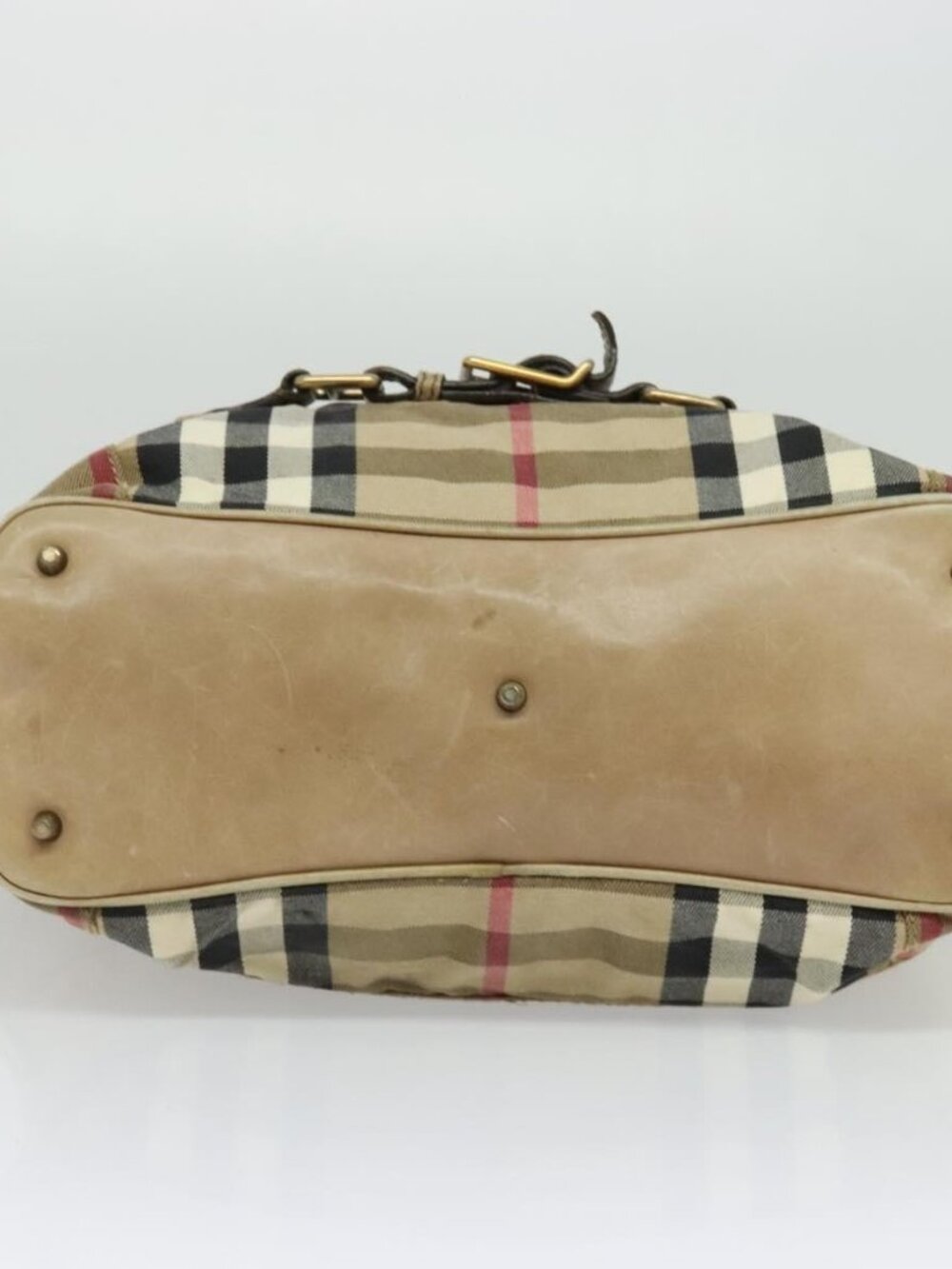 BURBERRY Nova Check Shoulder Bag Canvas Beige Gold Auth 120793 - Picture 6 of 16